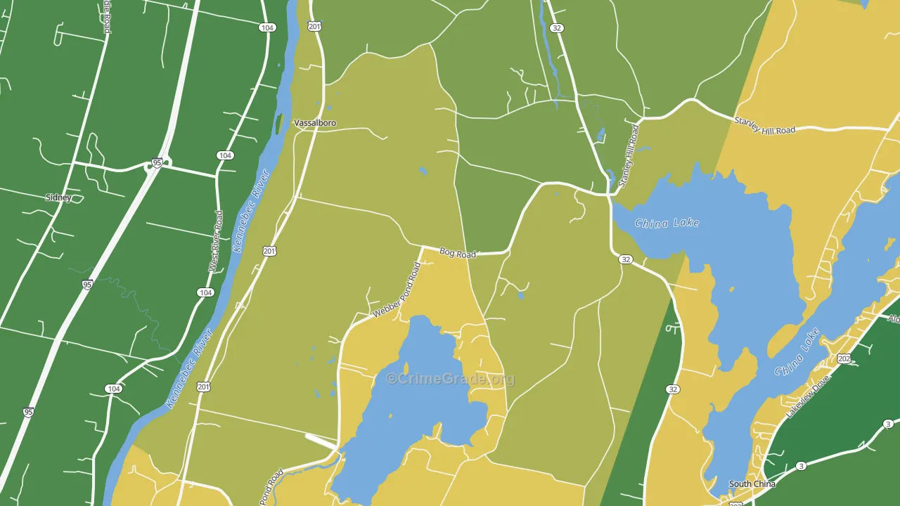 Vassalboro, ME Map of Vehicle Theft Rates
