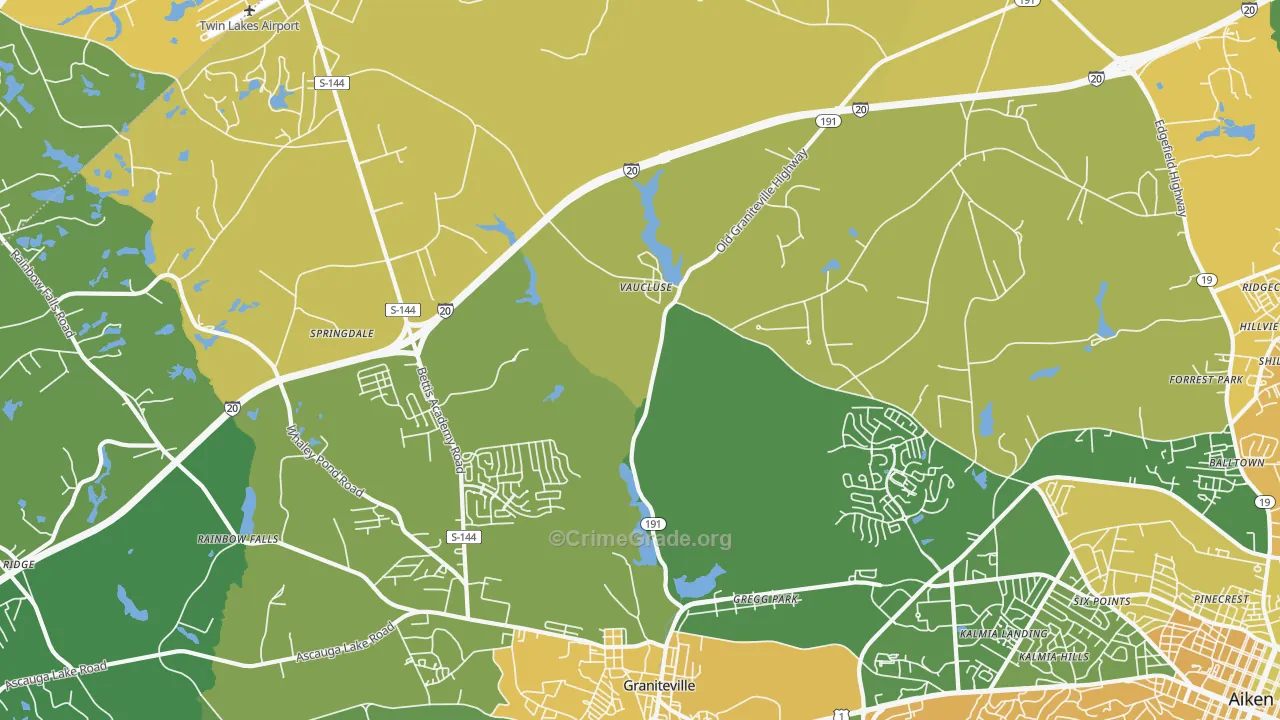 Vaucluse, SC Map of Vehicle Theft Rates
