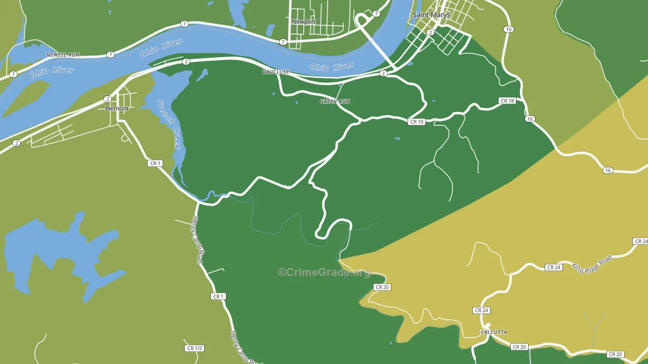 Vaucluse, WV Map of Vehicle Theft Rates