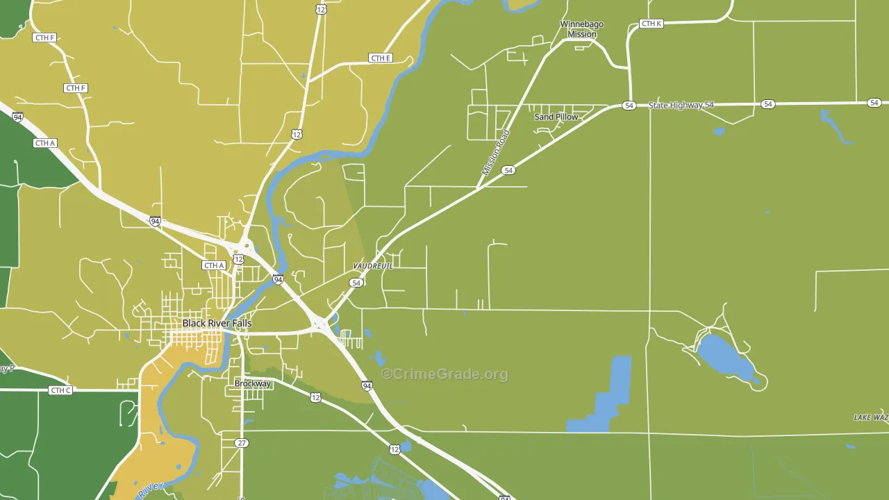 Vaudreuil, WI Map of Vehicle Theft Rates