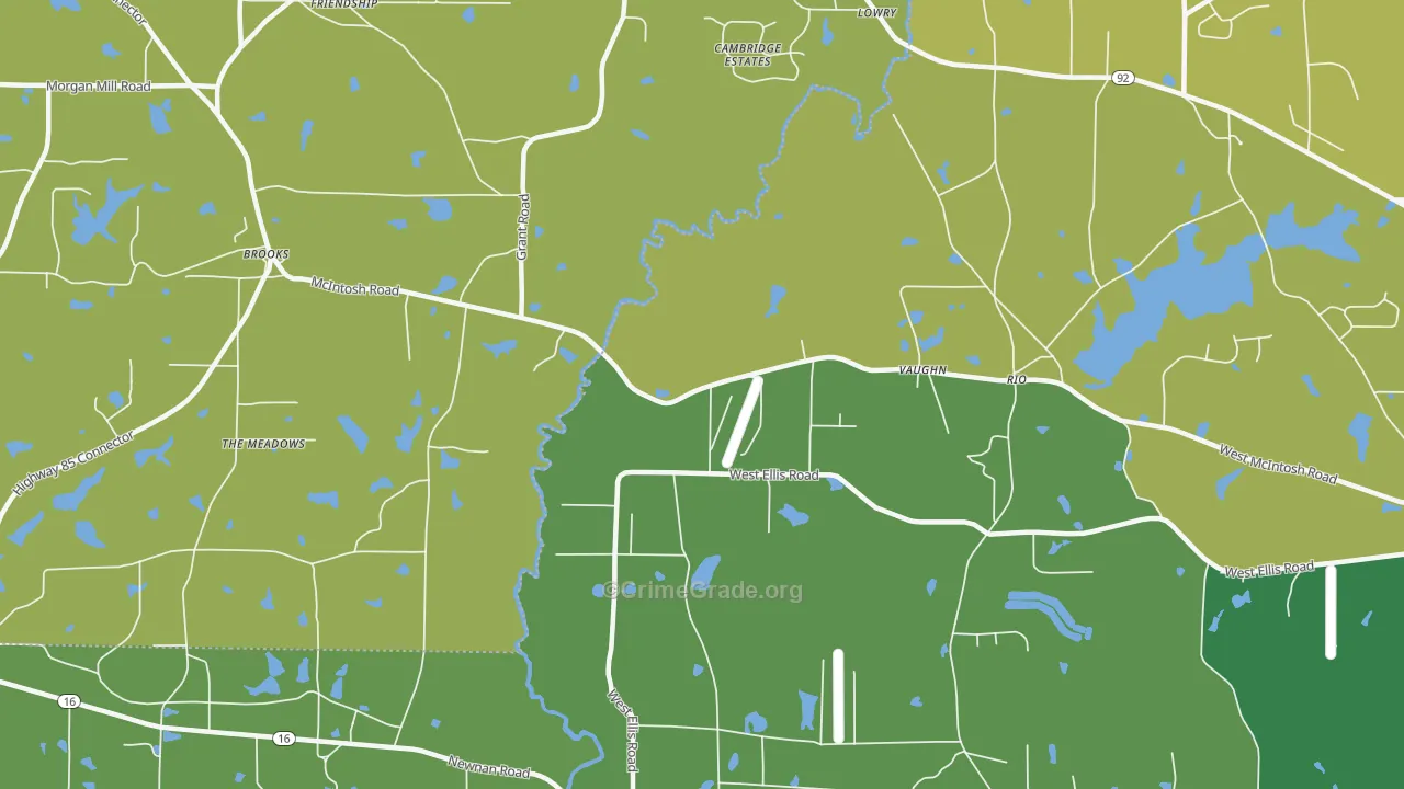 Vaughn, GA Map of Vehicle Theft Rates