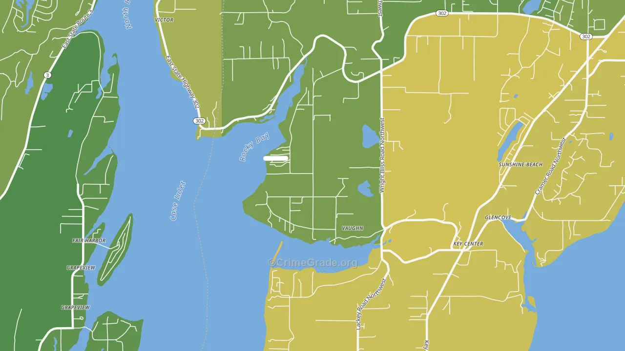 Vaughn, WA Map of Vehicle Theft Rates