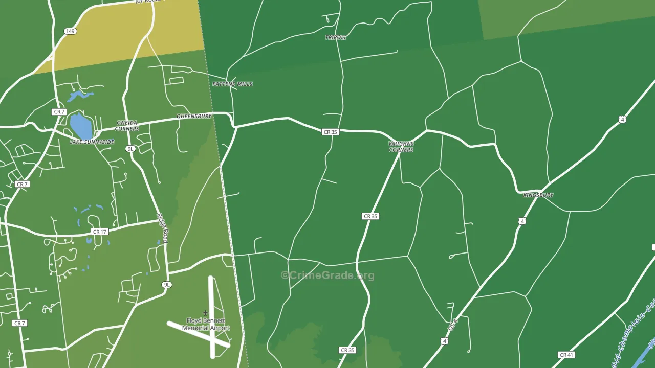 Vaughns Corners, NY Map of Vehicle Theft Rates