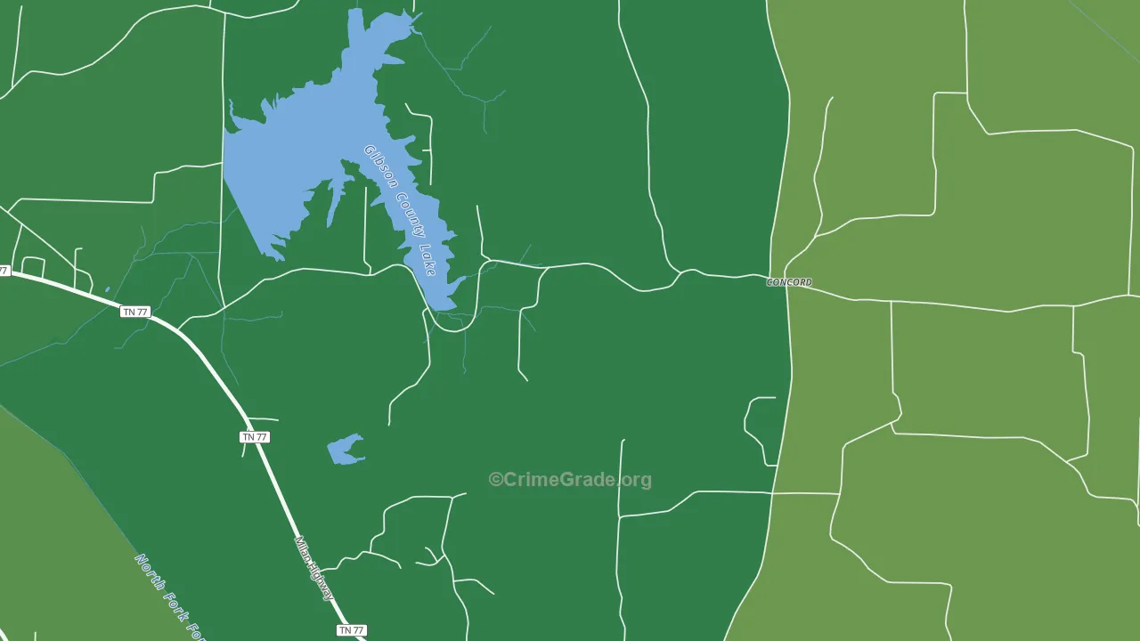 Vaughns Grove, TN Map of Vehicle Theft Rates