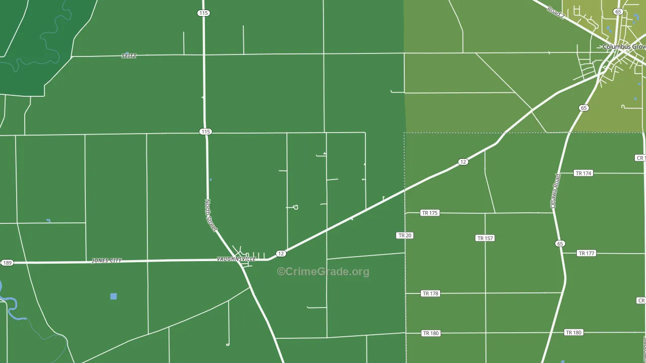Vaughnsville, OH Map of Vehicle Theft Rates