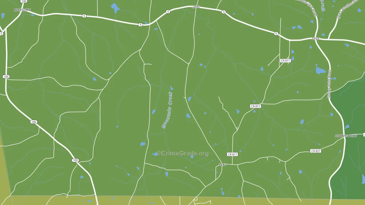 Veal, GA Map of Vehicle Theft Rates