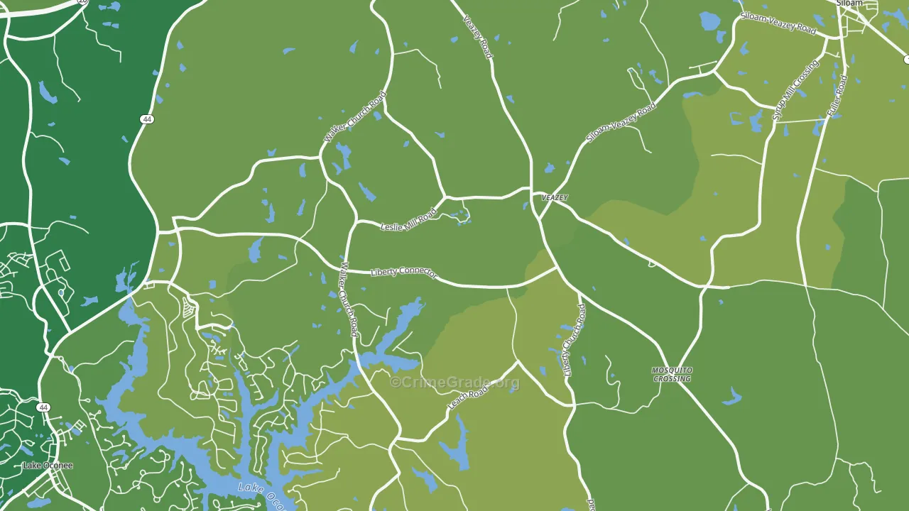 Veazey, GA Map of Vehicle Theft Rates