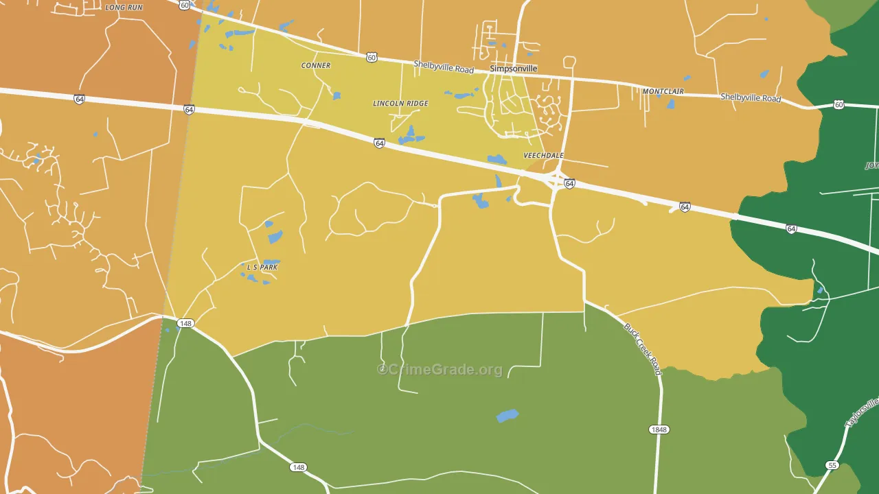Veechdale, KY Map of Vehicle Theft Rates