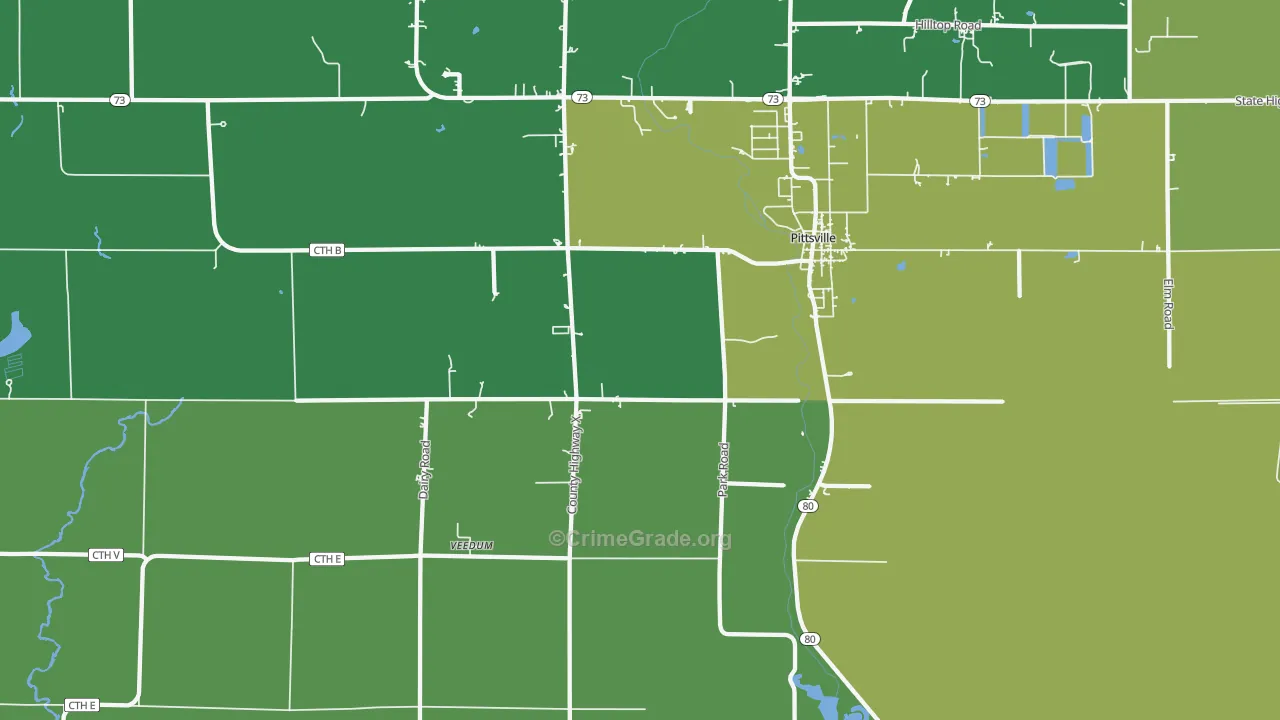 Veedum, WI Map of Vehicle Theft Rates