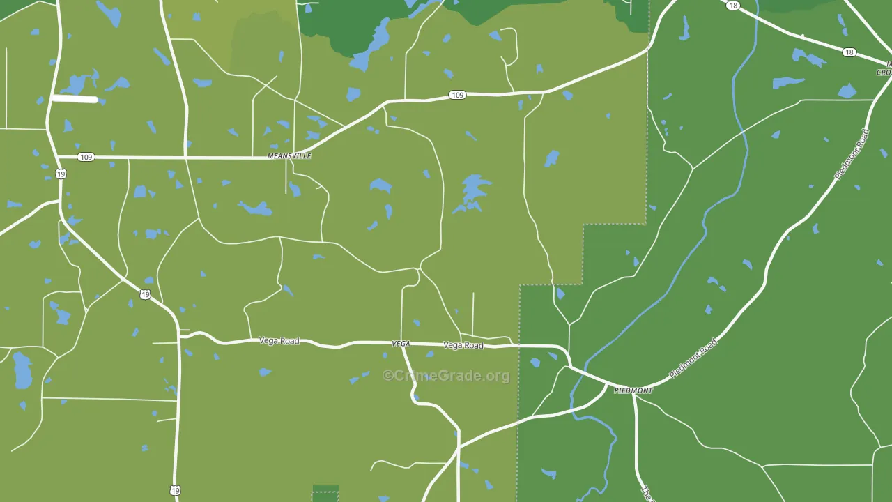Vega, GA Map of Vehicle Theft Rates