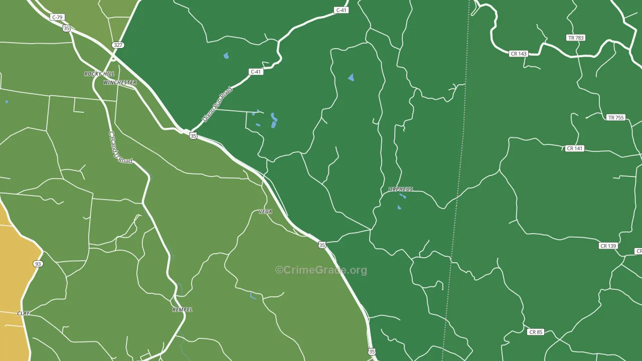 Vega, OH Map of Vehicle Theft Rates