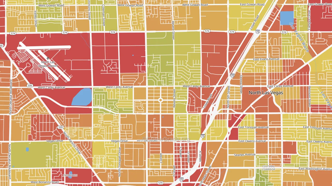 Vegas Heights, North Las Vegas, NV Map of Vehicle Theft Rates