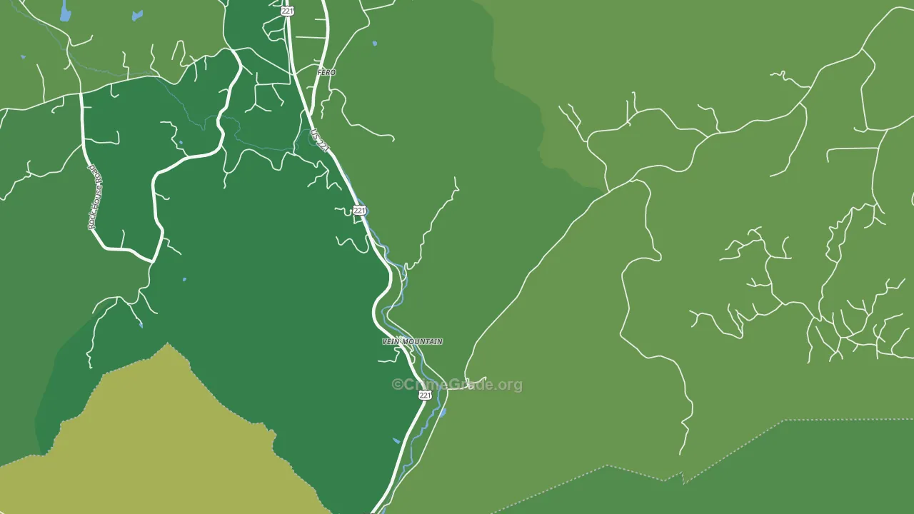 Vein Mountain, NC Map of Vehicle Theft Rates