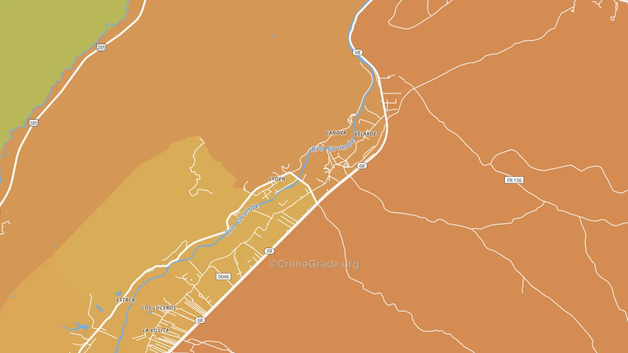 Velarde, NM Map of Vehicle Theft Rates
