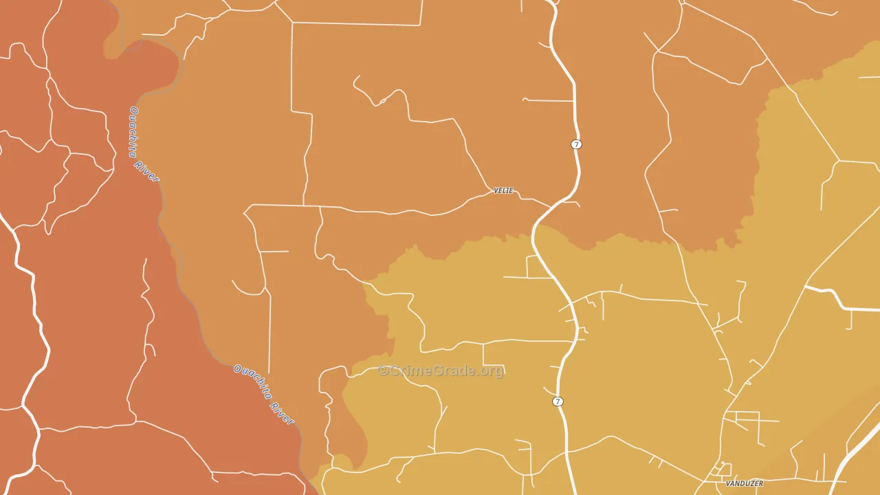 Velie, AR Map of Vehicle Theft Rates