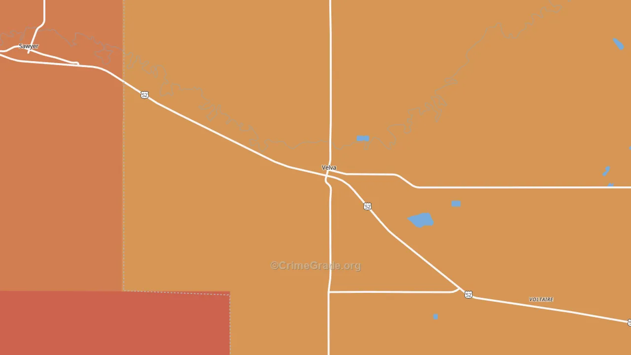 Velva, ND Map of Vehicle Theft Rates
