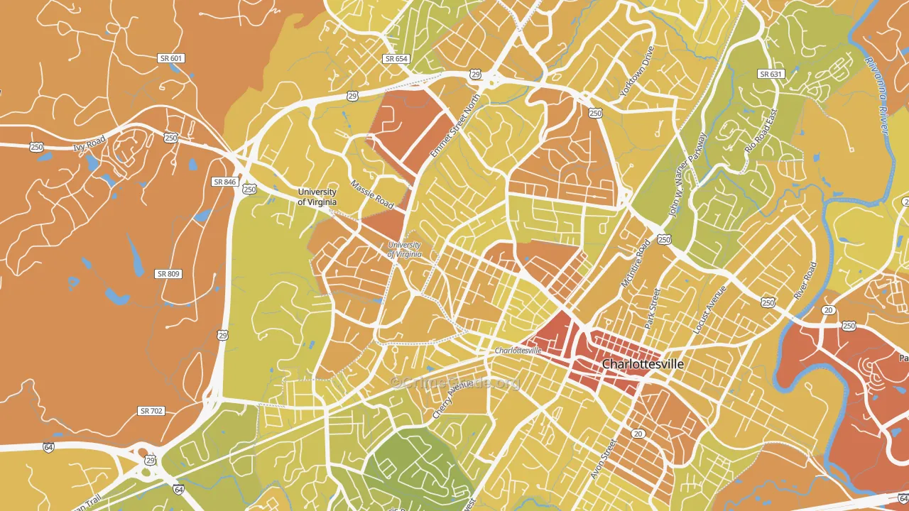 Venable, Charlottesville, VA Map of Vehicle Theft Rates
