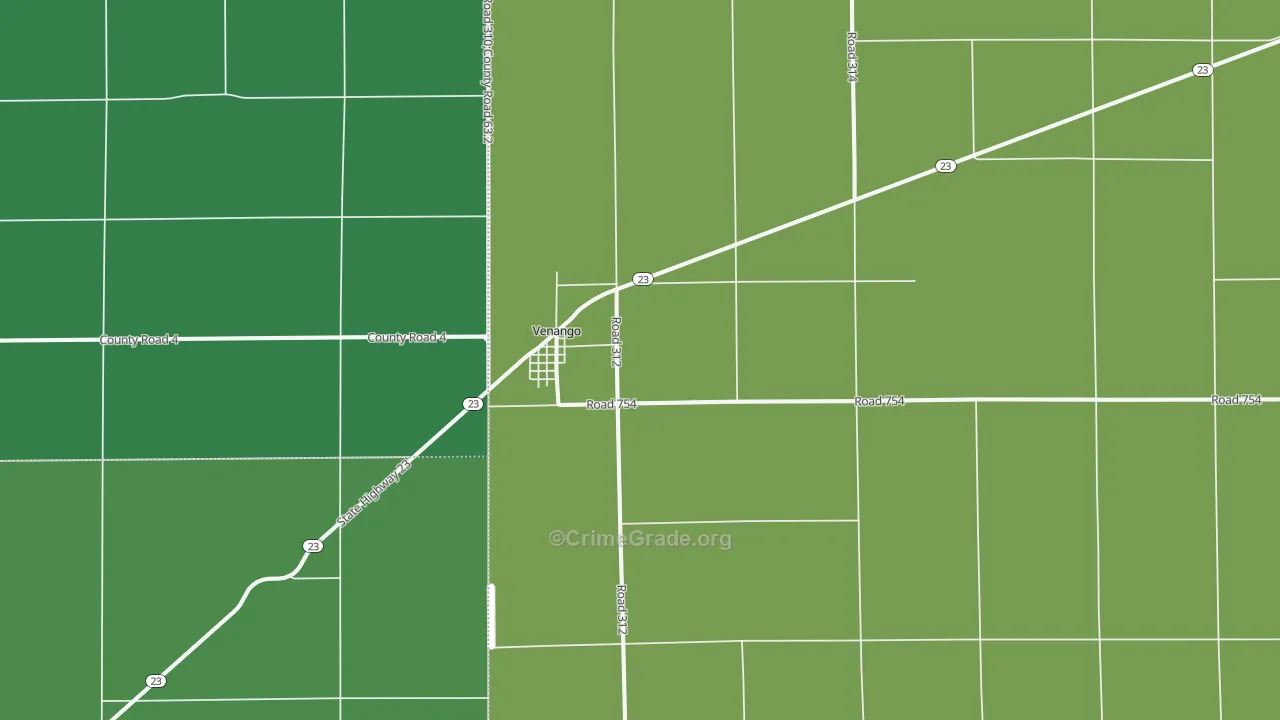 Venango, NE Map of Vehicle Theft Rates
