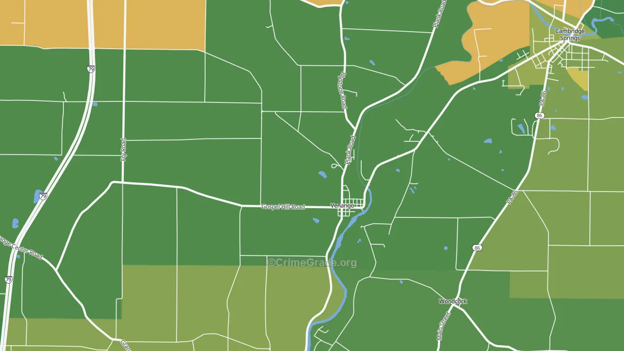 Venango, PA Map of Vehicle Theft Rates