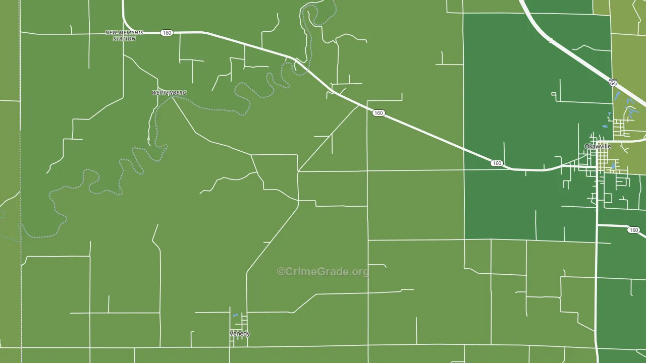 Venedy, IL Map of Vehicle Theft Rates