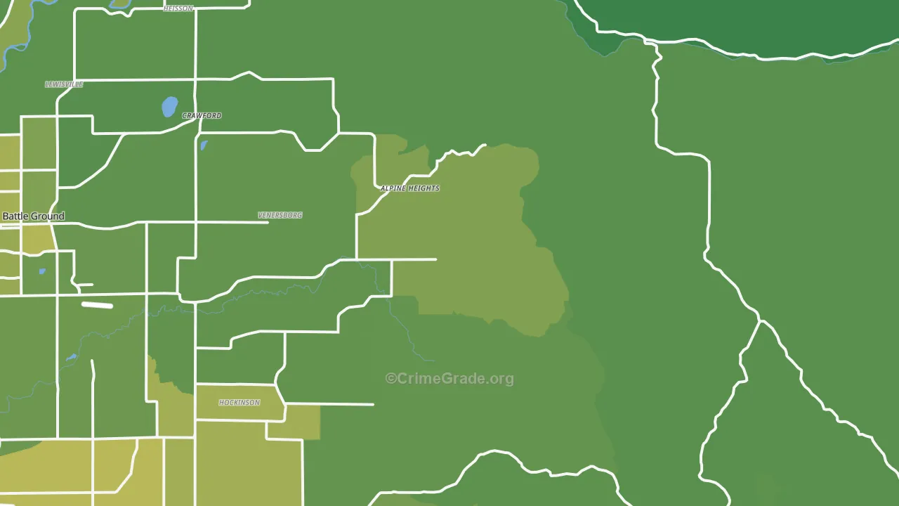 Venersborg, WA Map of Vehicle Theft Rates