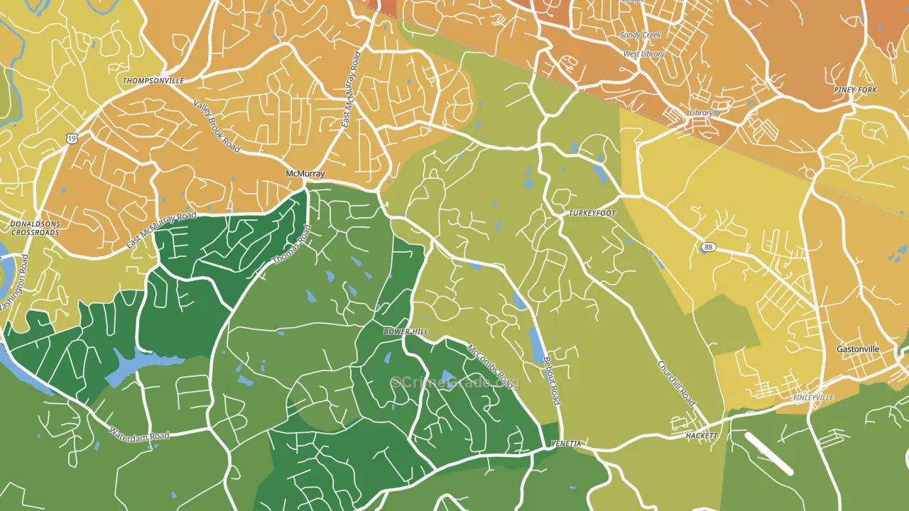 Venetia, PA Map of Vehicle Theft Rates