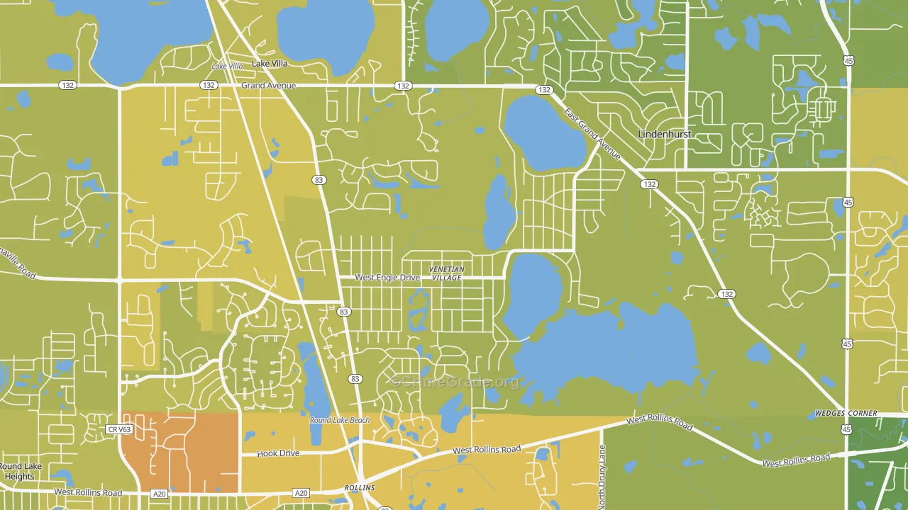 Venetian Village, IL Map of Vehicle Theft Rates