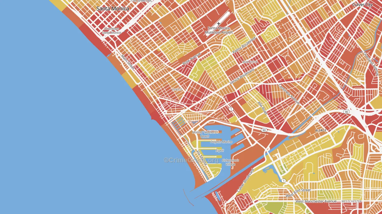 Venice, CA Map of Vehicle Theft Rates