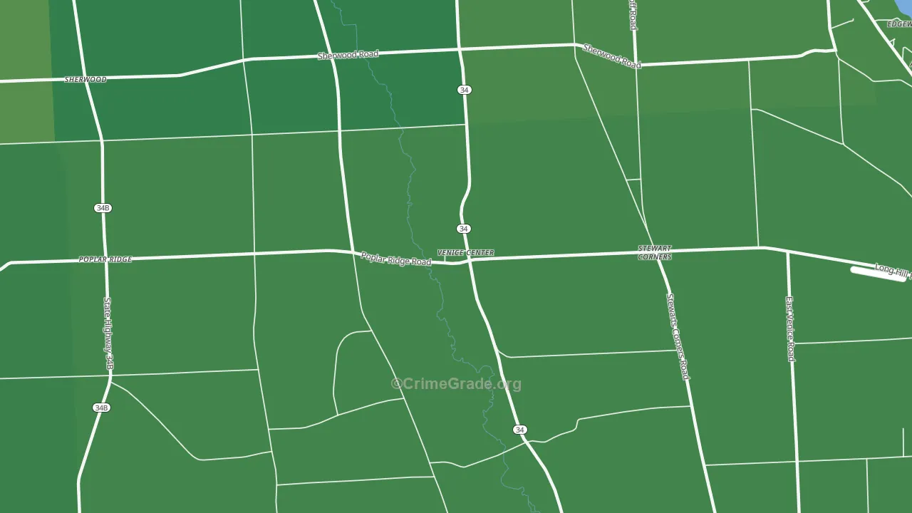 Venice Center, NY Map of Vehicle Theft Rates