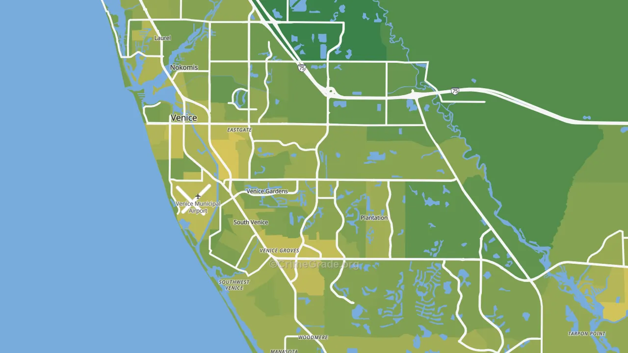 Venice, FL Map of Vehicle Theft Rates