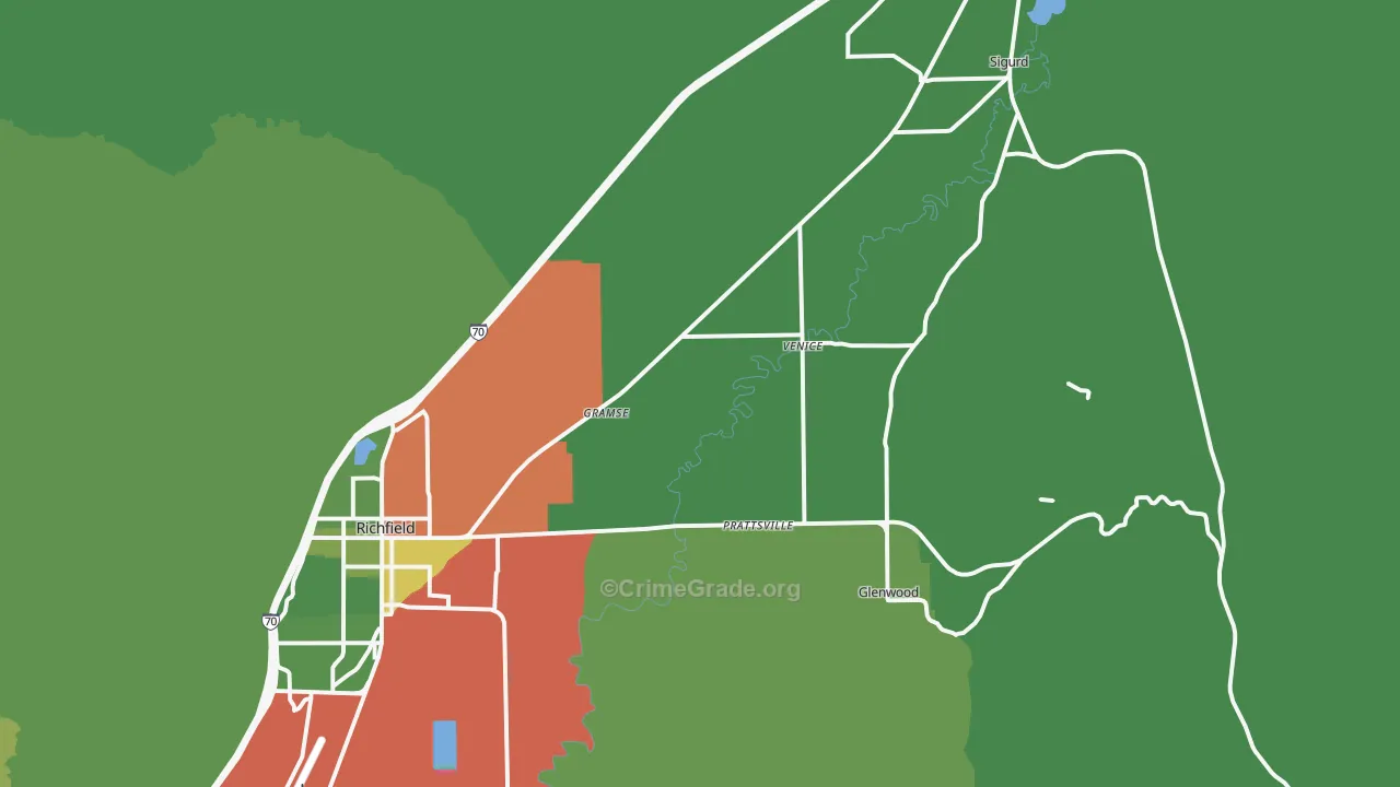 Venice, UT Map of Vehicle Theft Rates