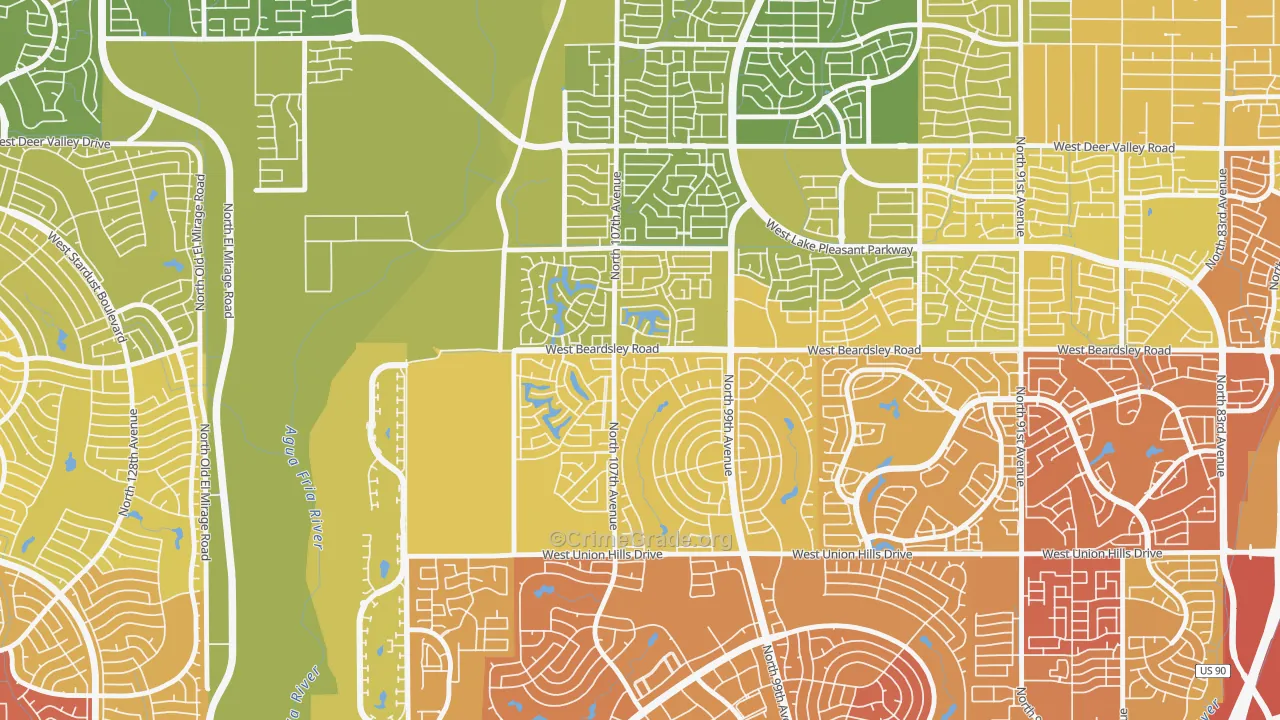 Ventana Lakes, Peoria, AZ Map of Vehicle Theft Rates