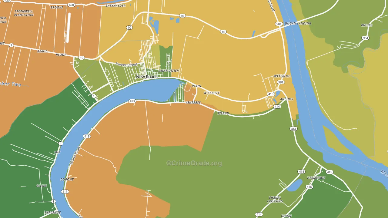 Ventress, LA Map of Vehicle Theft Rates