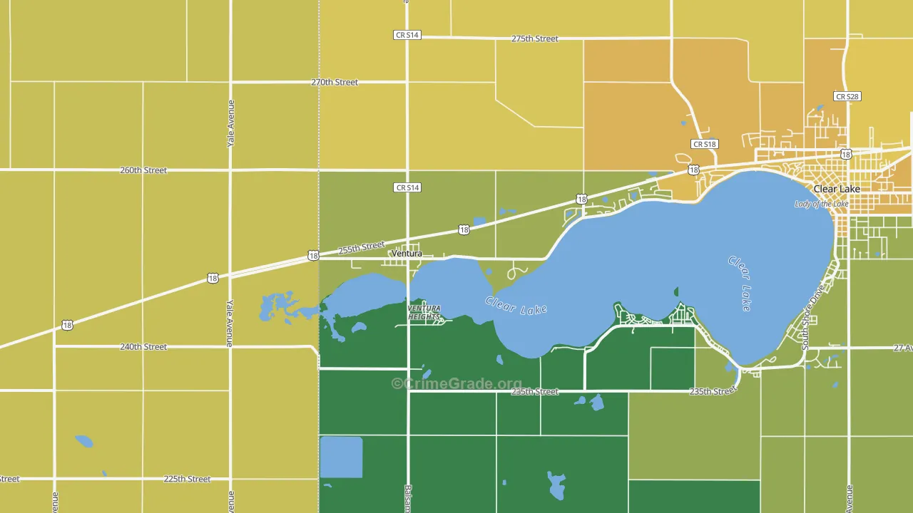 Ventura, IA Map of Vehicle Theft Rates