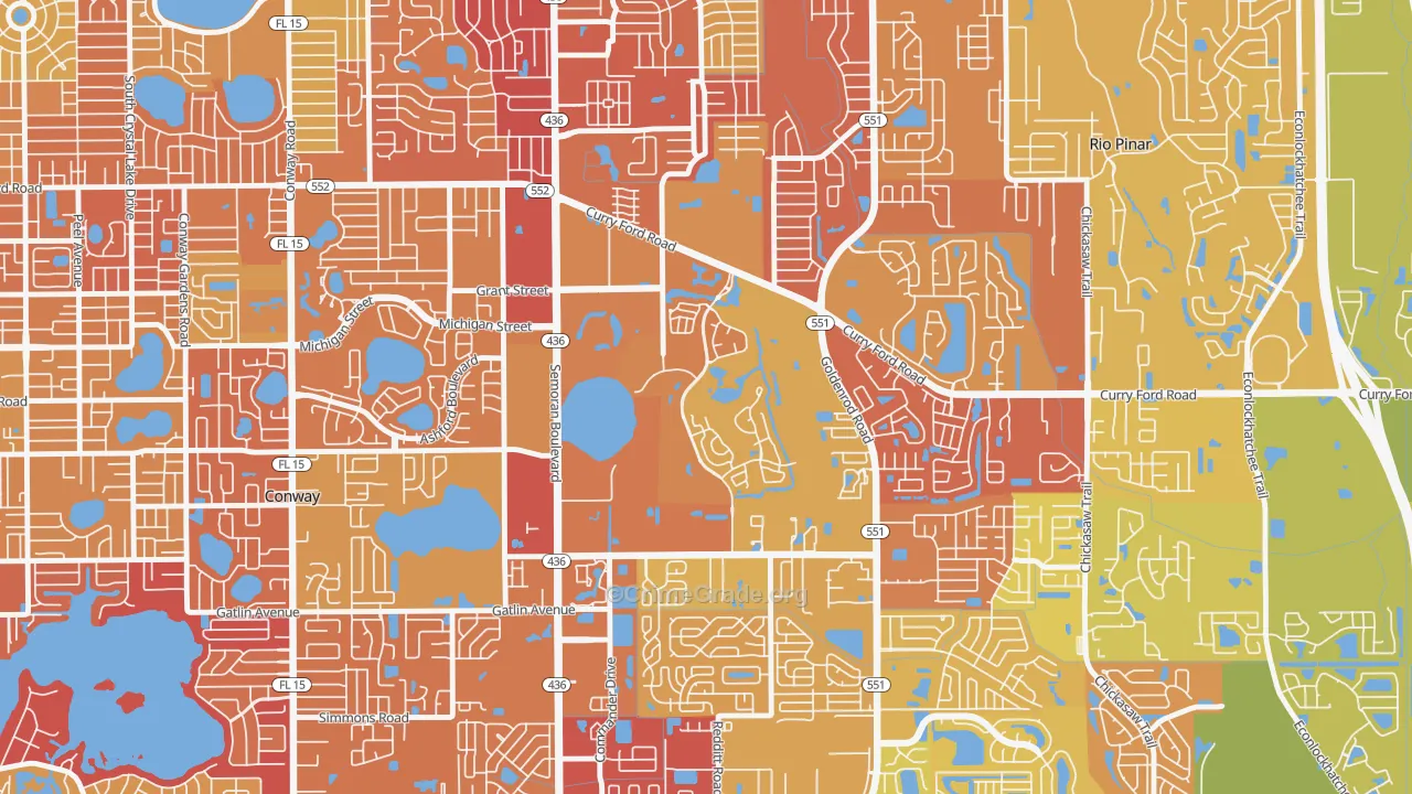 Ventura, Orlando, FL Map of Vehicle Theft Rates