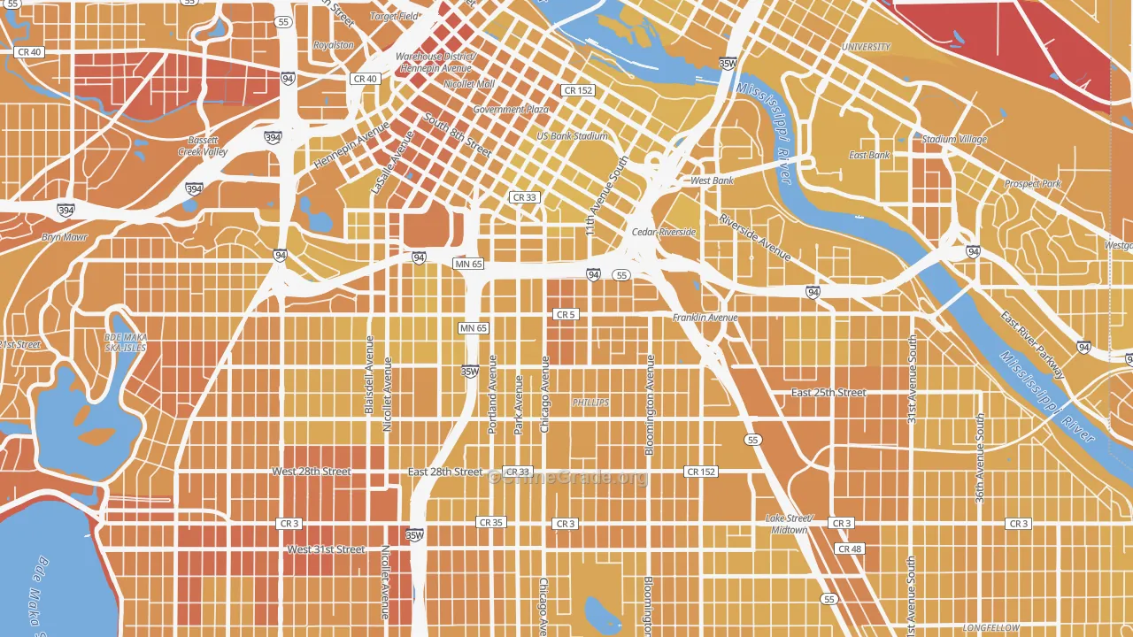 Ventura Village, Minneapolis, MN Map of Vehicle Theft Rates