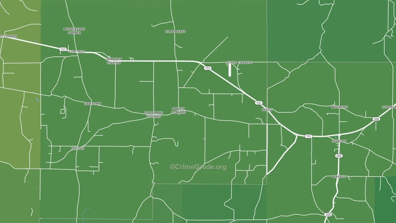 Venus, PA Map of Vehicle Theft Rates