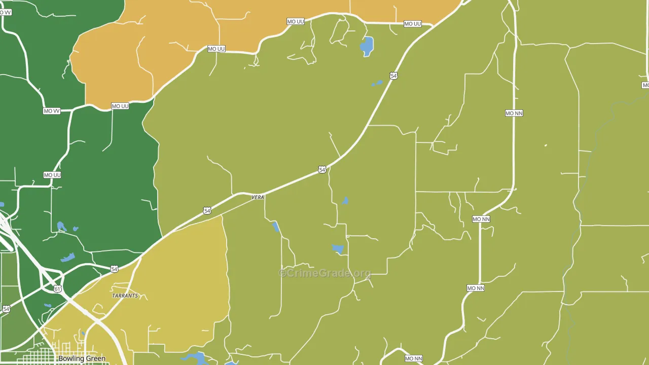 Vera, MO Map of Vehicle Theft Rates