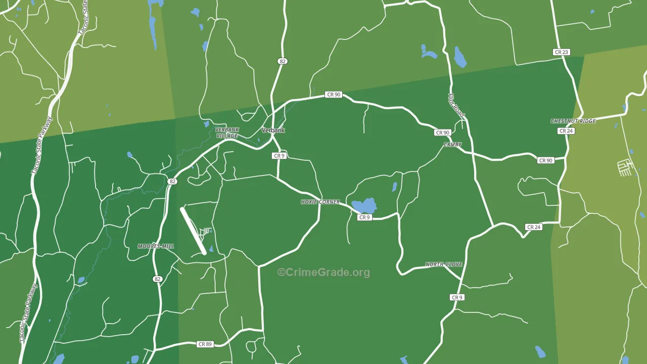 Verbank, NY Map of Vehicle Theft Rates
