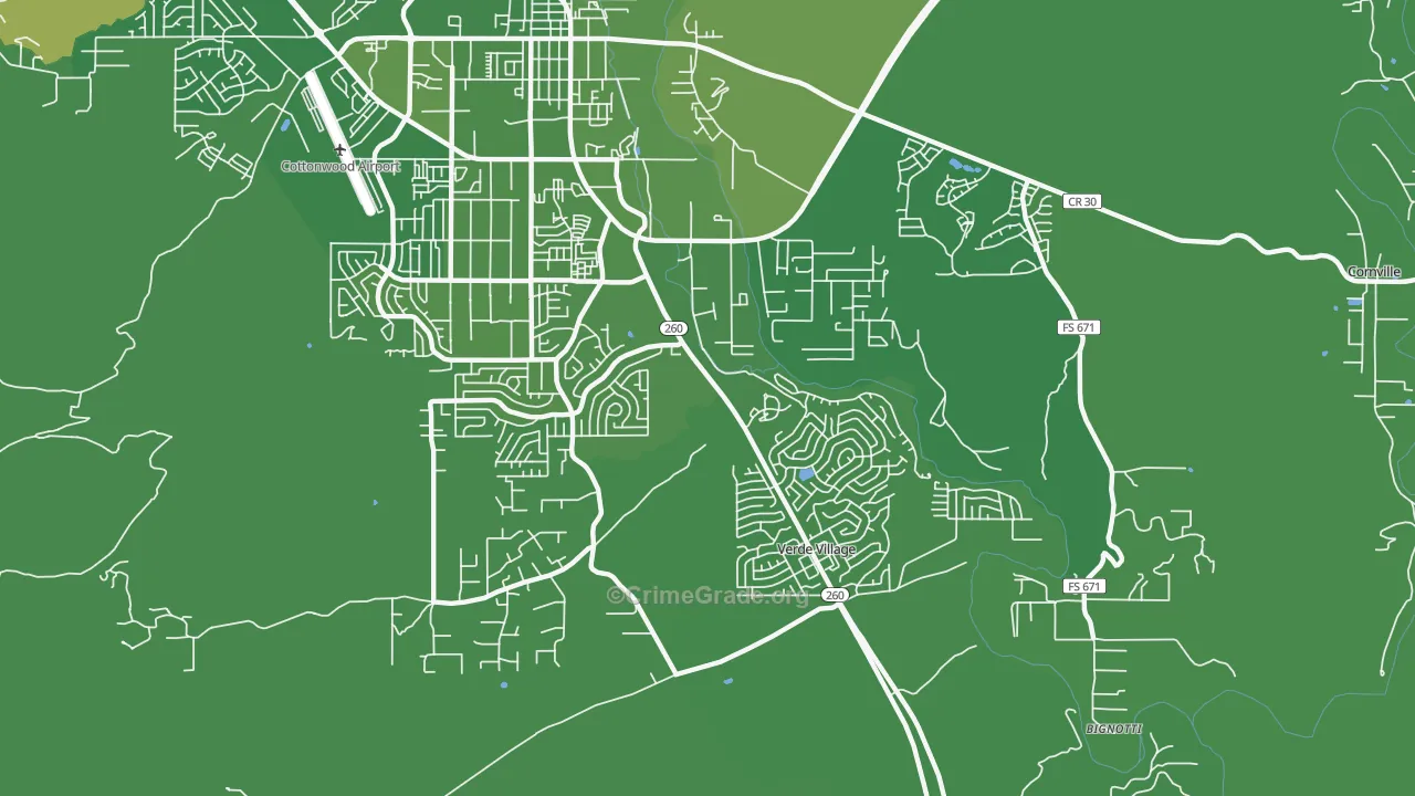 Verde Village, AZ Map of Vehicle Theft Rates