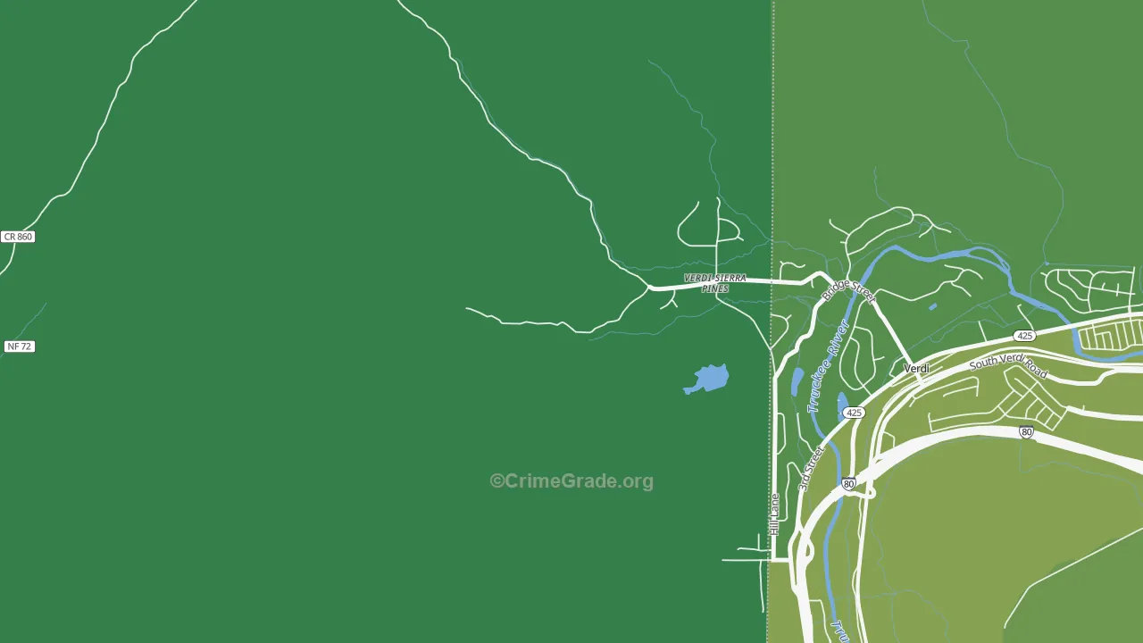Verdi, CA Map of Vehicle Theft Rates