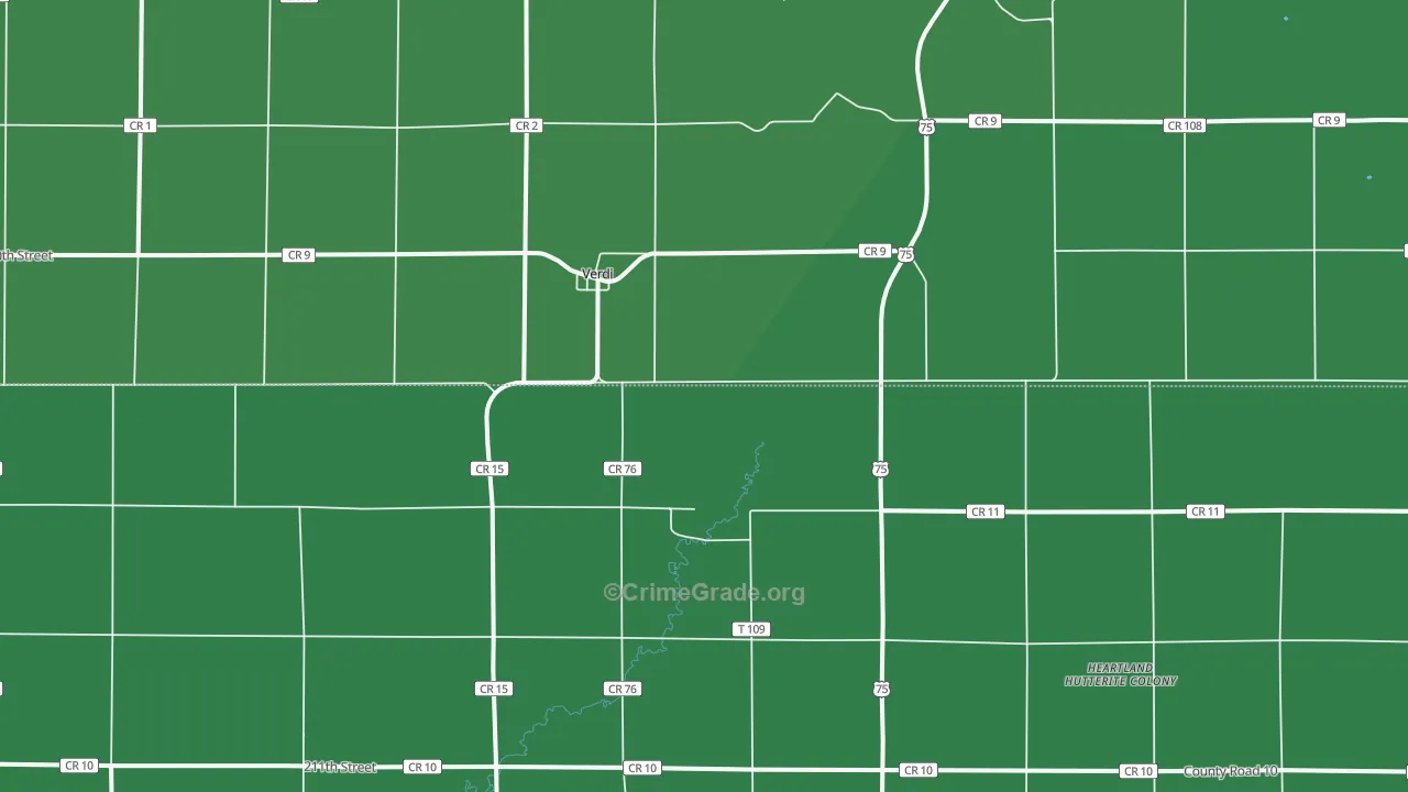 Verdi, MN Map of Vehicle Theft Rates