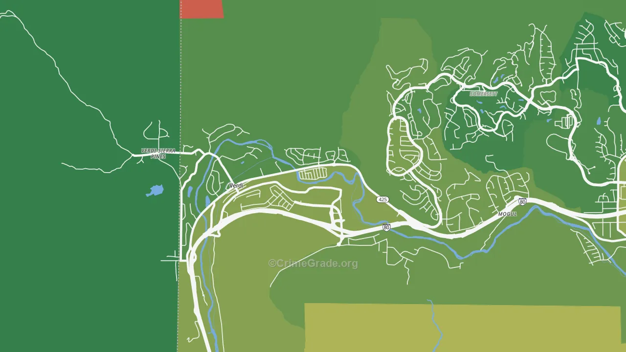 Verdi, NV Map of Vehicle Theft Rates