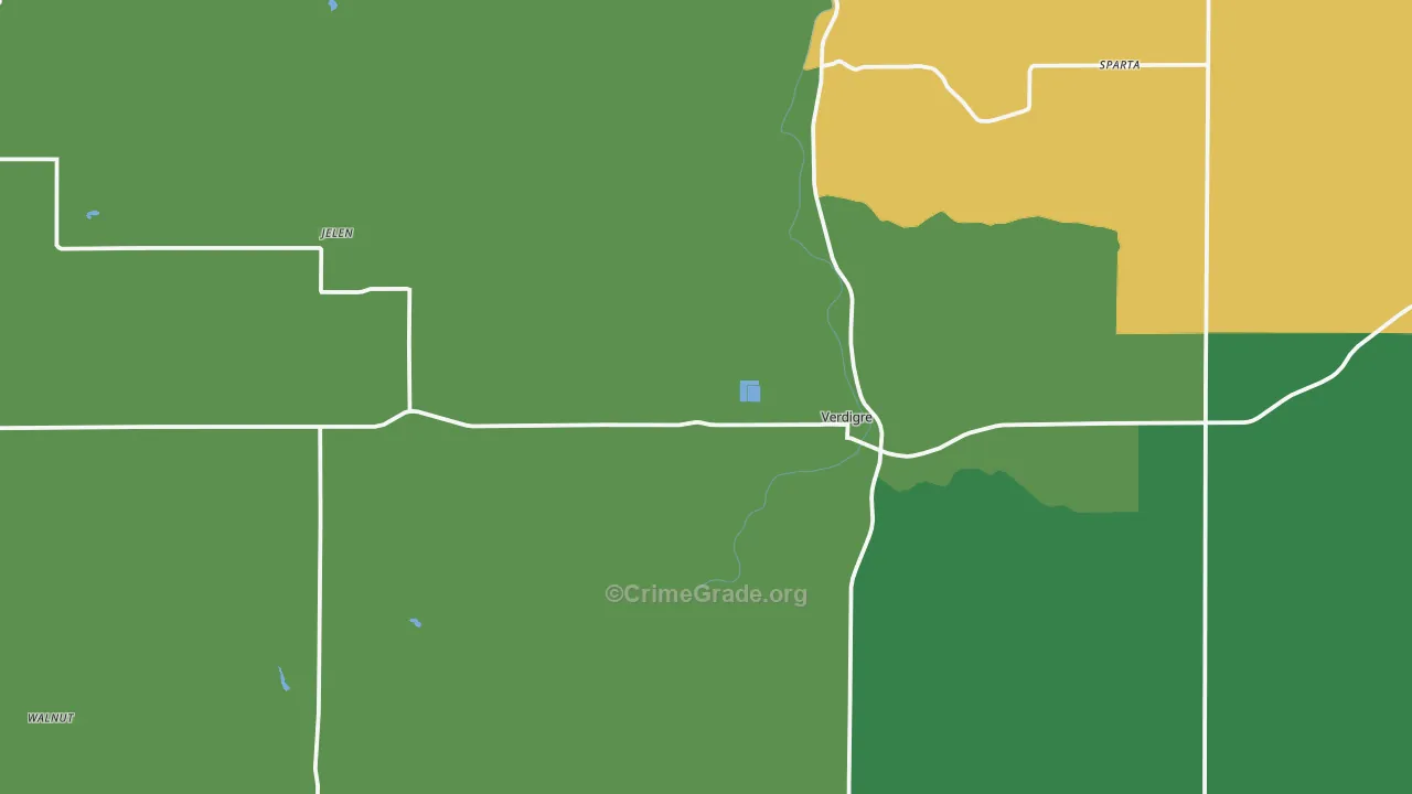 Verdigre, NE Map of Vehicle Theft Rates