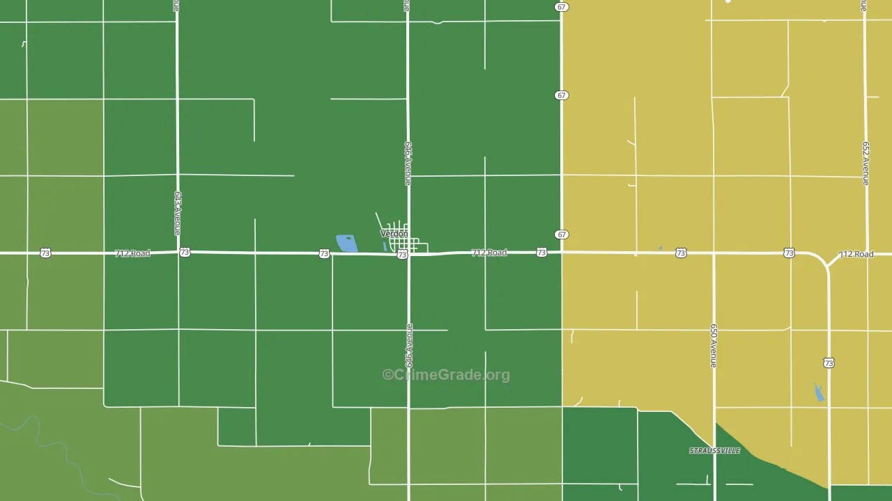 Verdon, NE Map of Vehicle Theft Rates