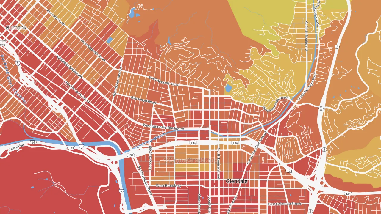 Verdugo Viejo, Glendale, CA Map of Vehicle Theft Rates