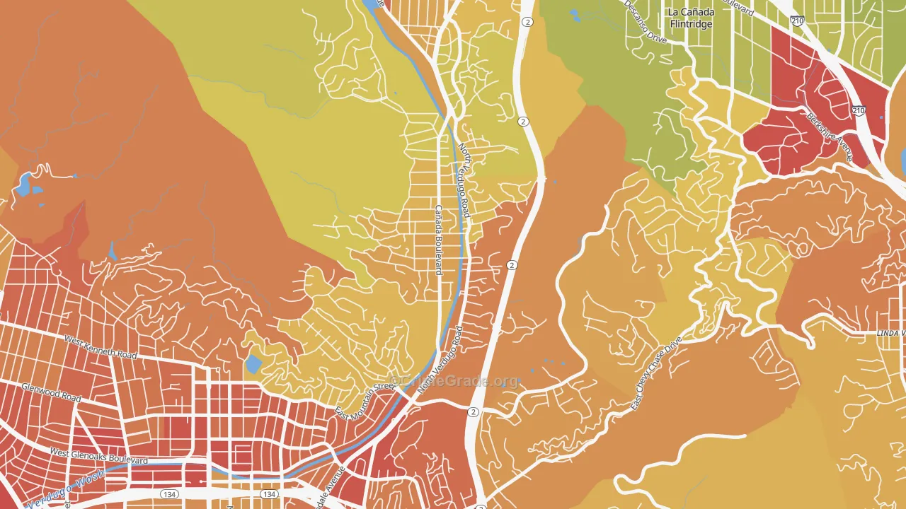 Verdugo Woodlands, Glendale, CA Map of Vehicle Theft Rates