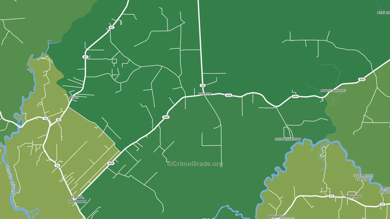 Verdun, LA Map of Vehicle Theft Rates