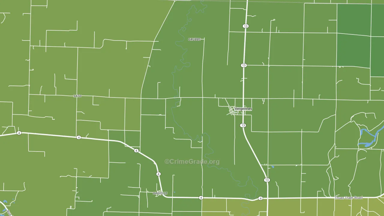 Vergennes, IL Map of Vehicle Theft Rates