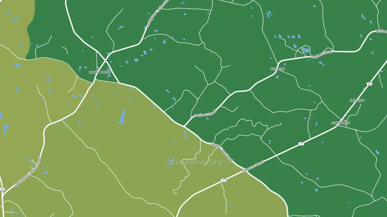 Veribest, GA Map of Vehicle Theft Rates